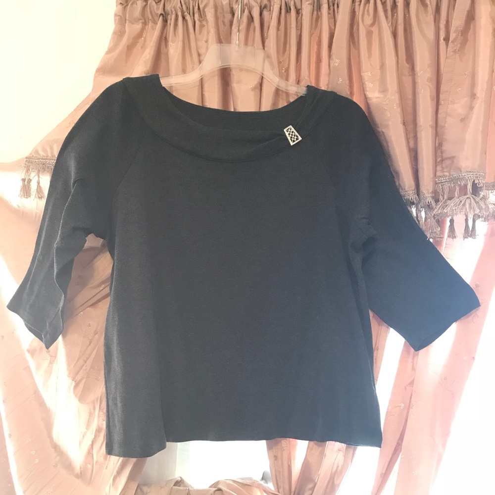 3x 3/4 sleeve blouse - dark grey